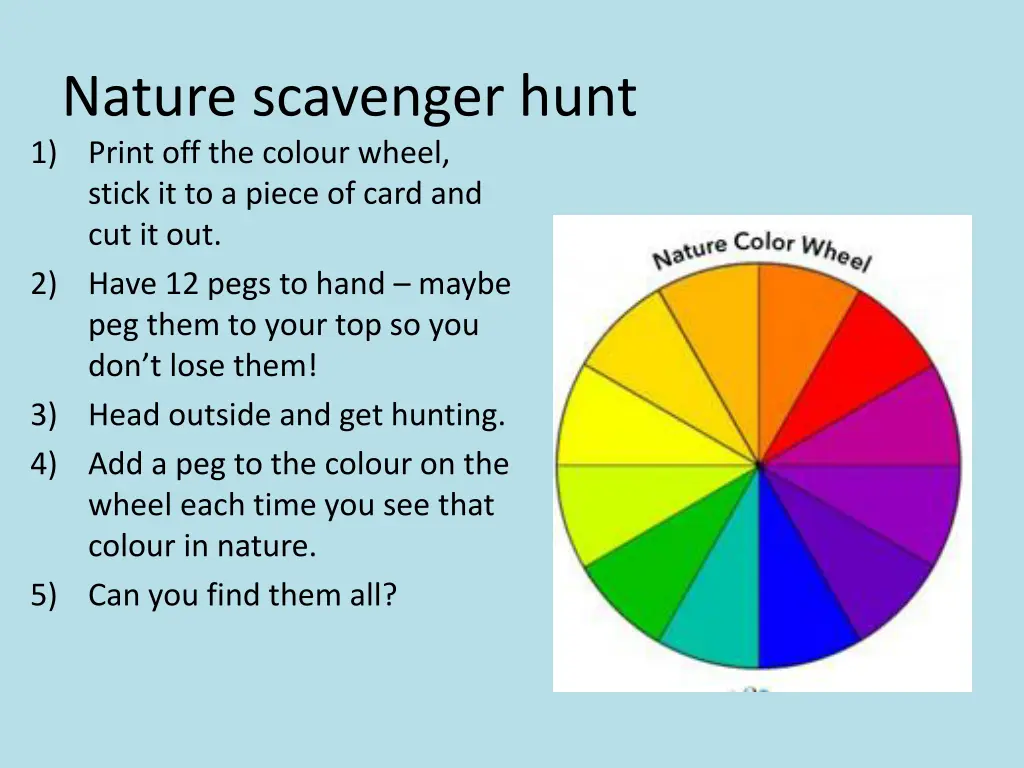 nature scavenger hunt 1 print off the colour