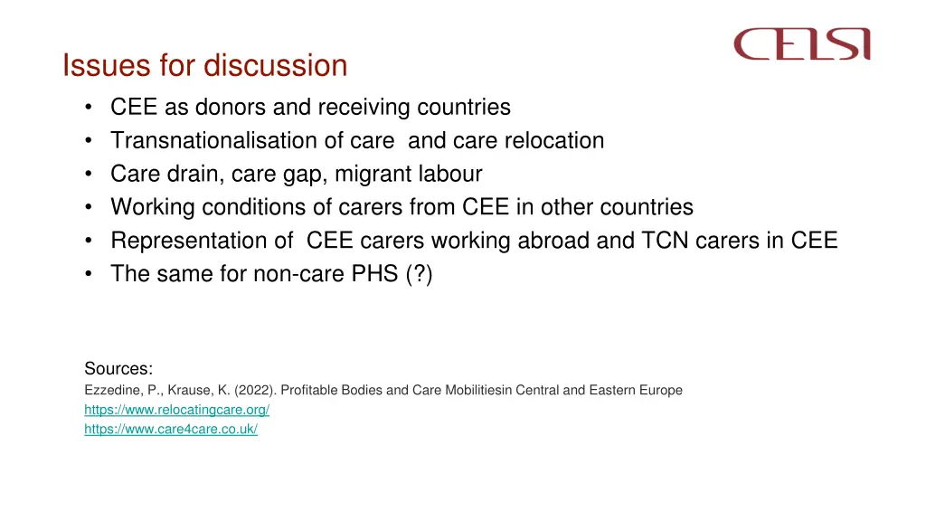 issues for discussion cee as donors and receiving