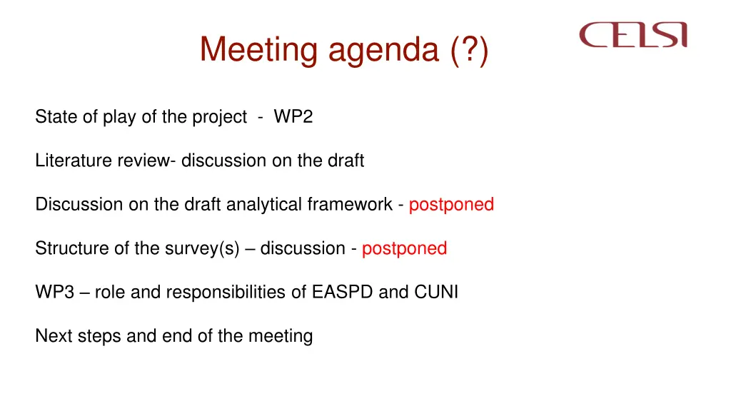 meeting agenda