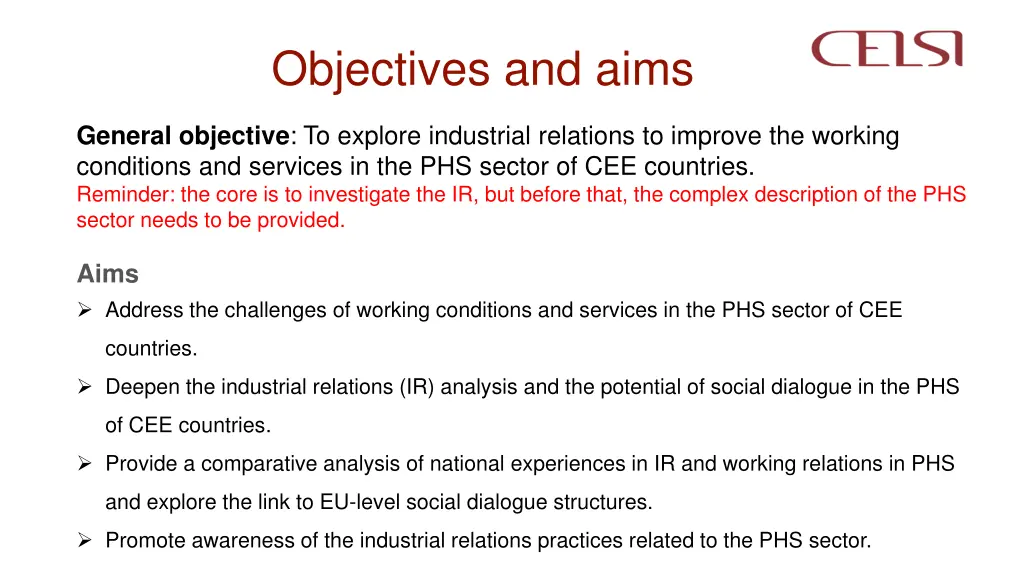 objectives and aims