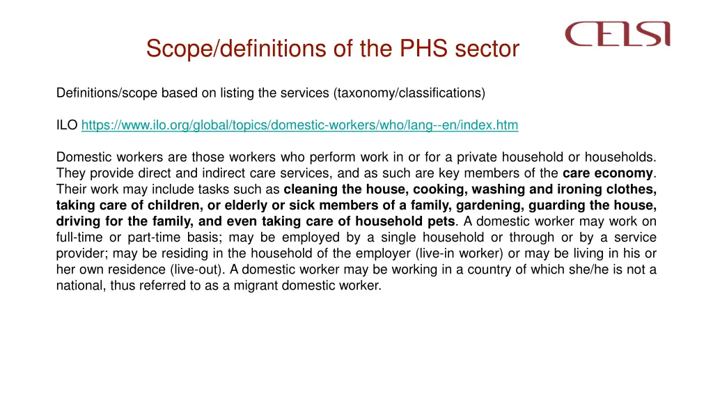 scope definitions of the phs sector 2