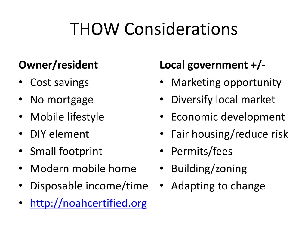 thow considerations