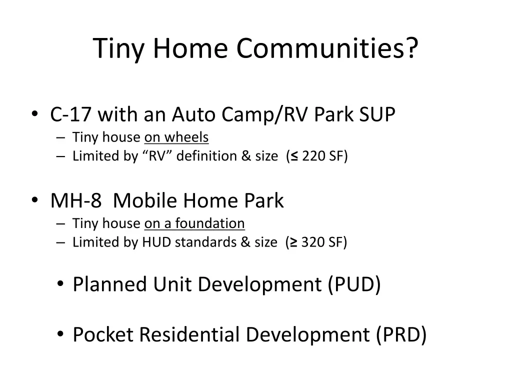 tiny home communities