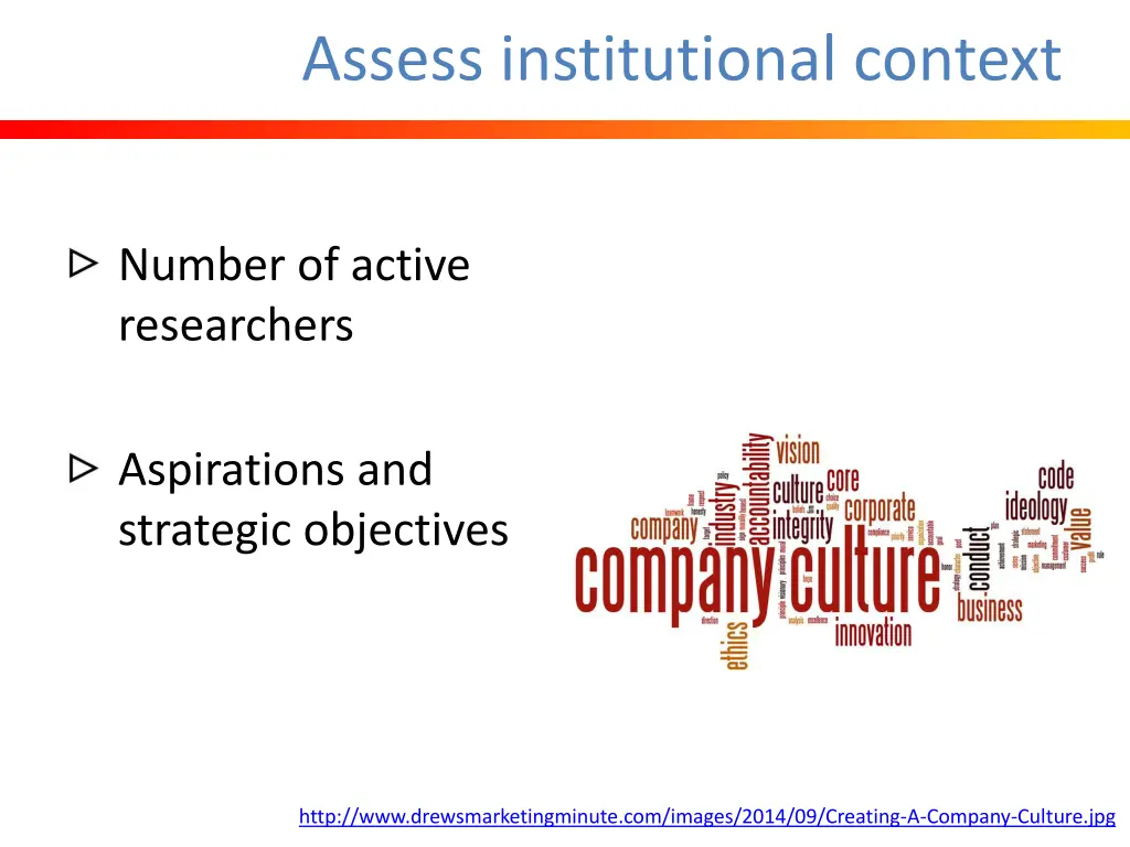 assess institutional context