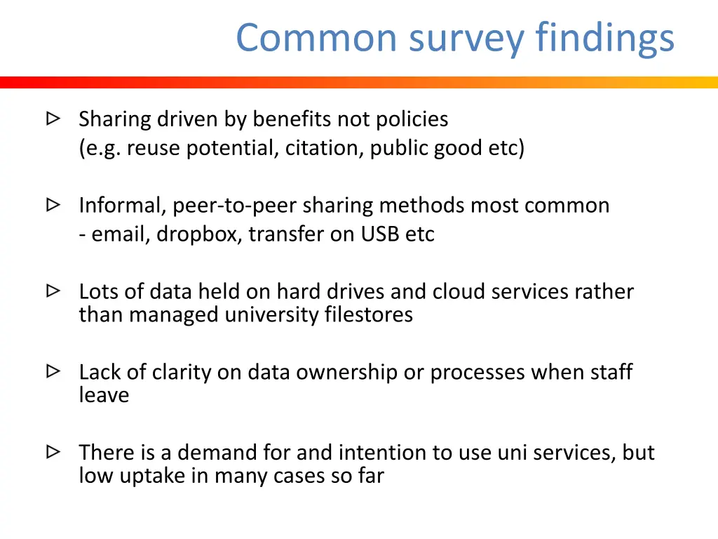 common survey findings