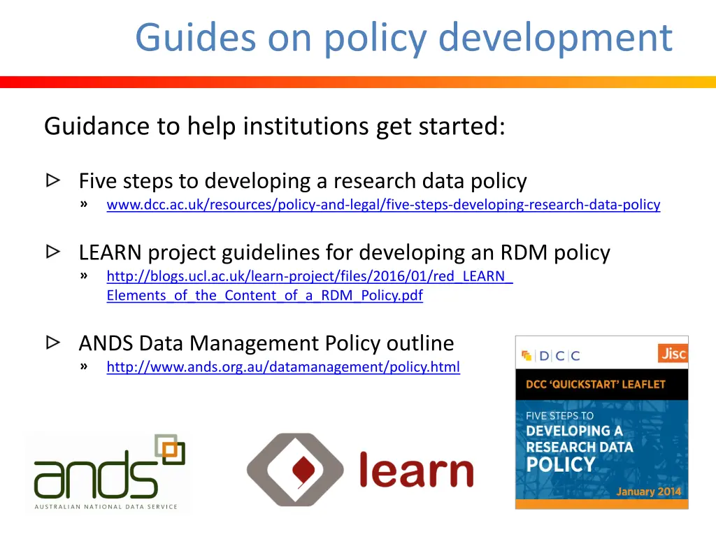 guides on policy development