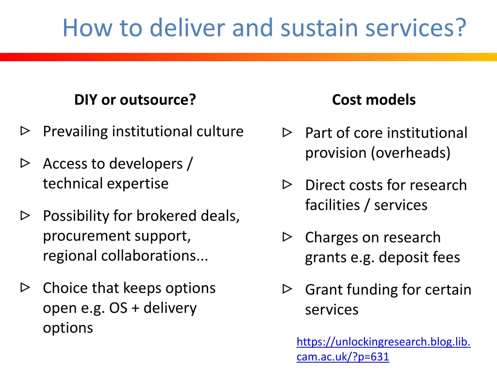 how to deliver and sustain services