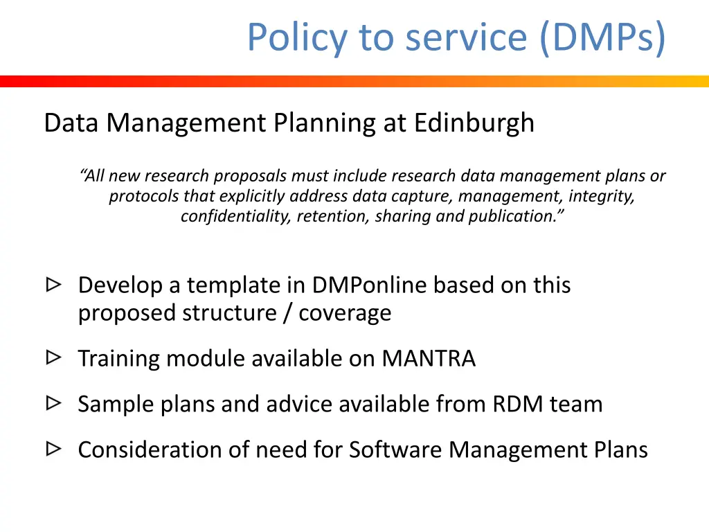 policy to service dmps