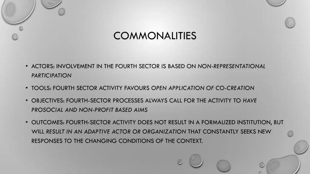 commonalities