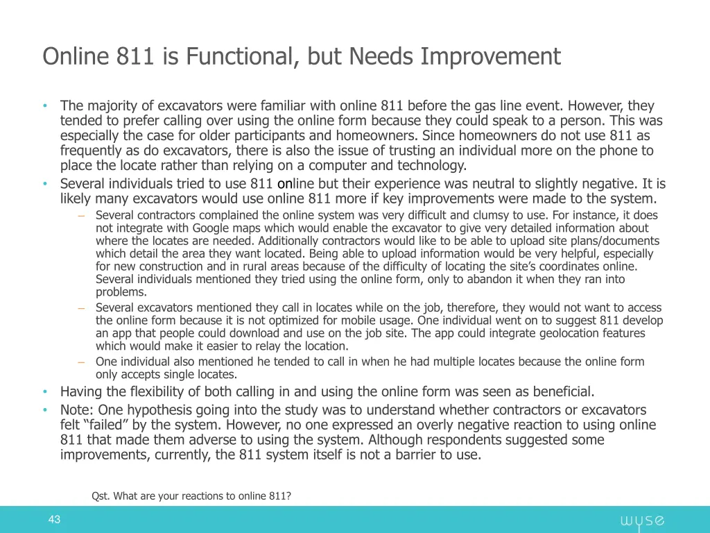 online 811 is functional but needs improvement