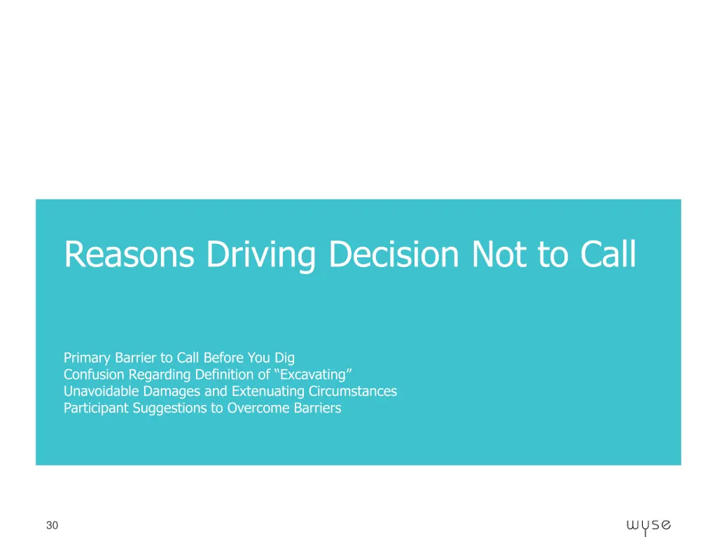 reasons driving decision not to call