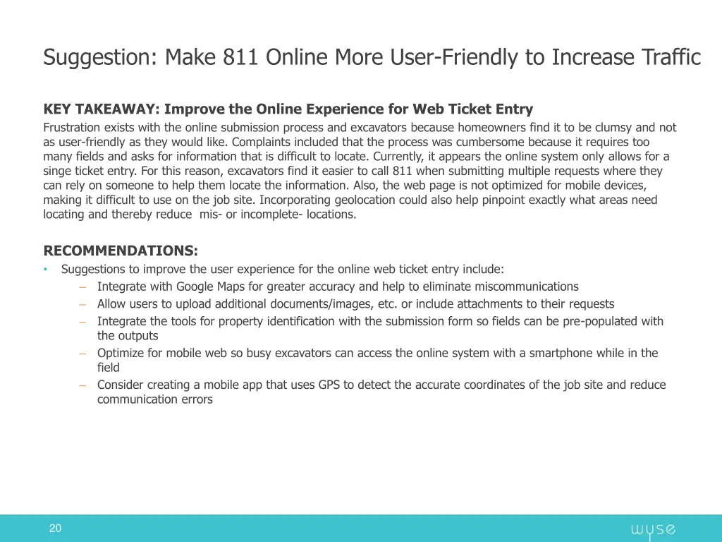 suggestion make 811 online more user friendly