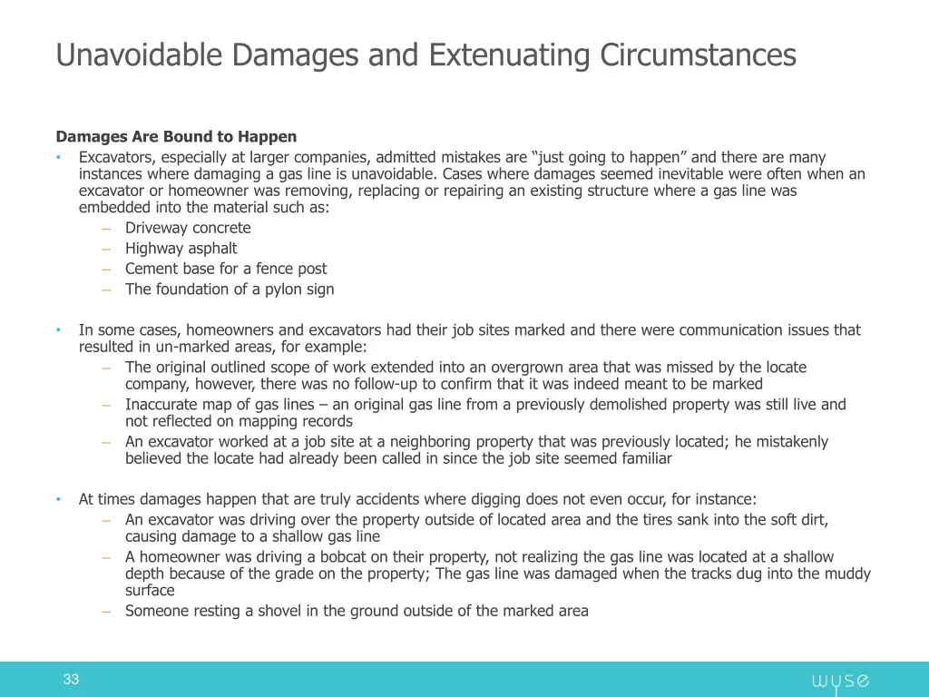 unavoidable damages and extenuating circumstances