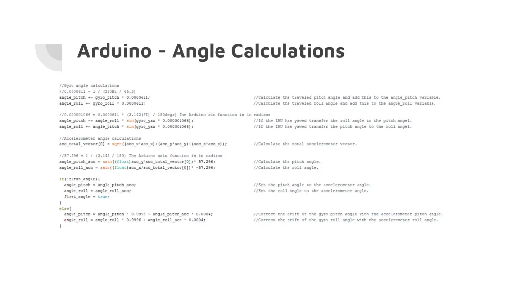 arduino angle calculations