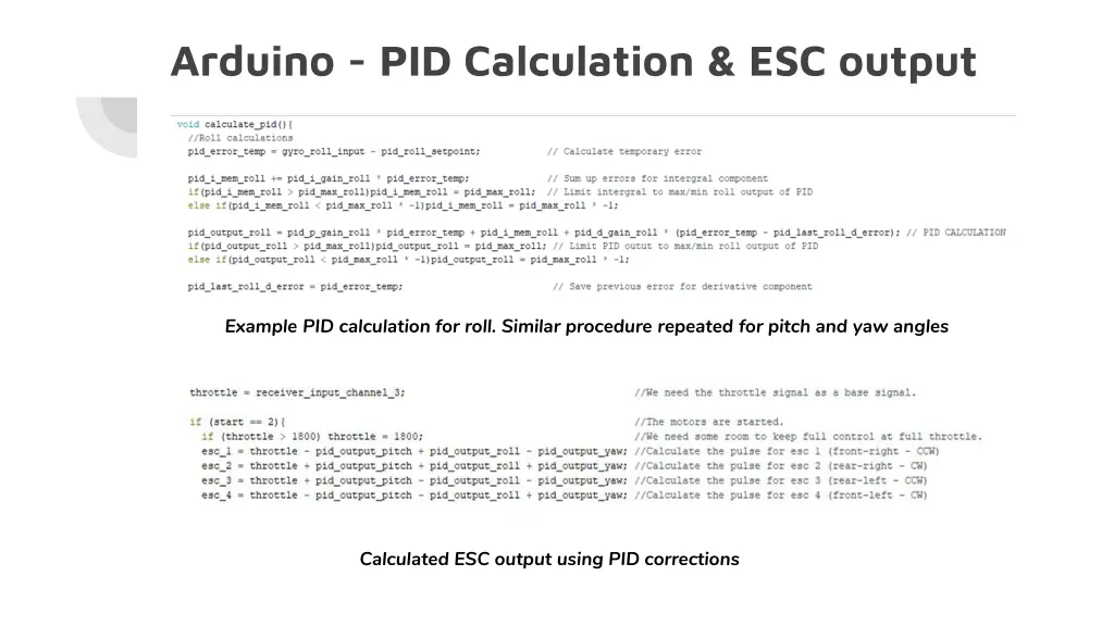 arduino pid calculation esc output