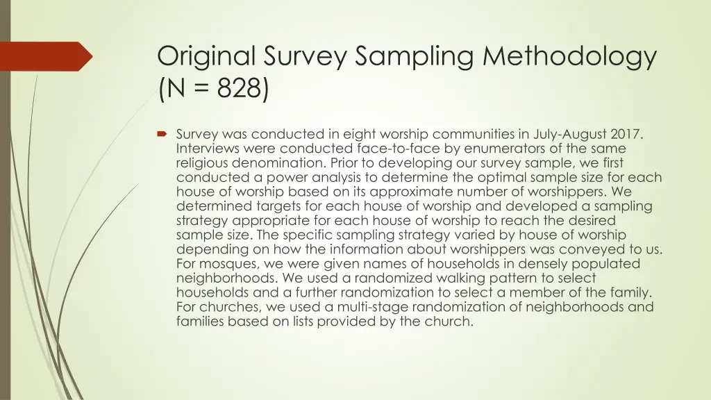 original survey sampling methodology n 828