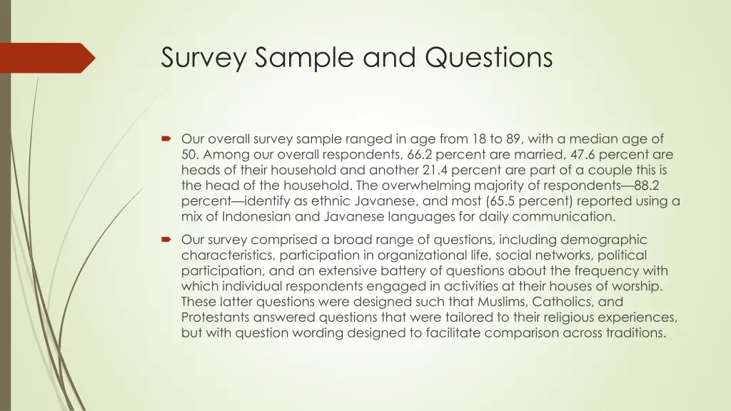 survey sample and questions