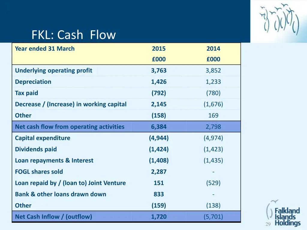 fkl cash flow