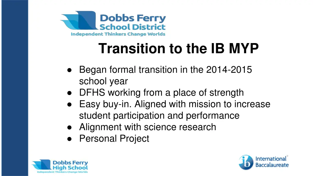 transition to the ib myp