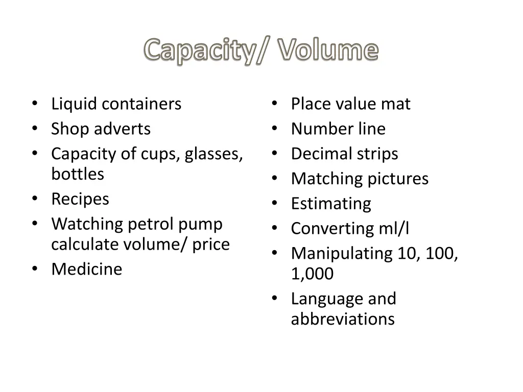 capacity volume