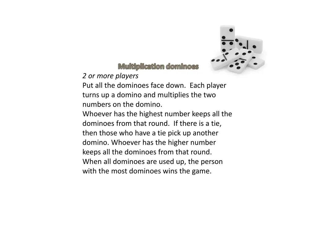 multiplication dominoes 2 or more players