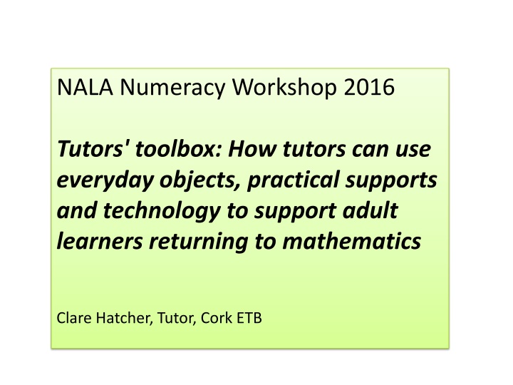 nala numeracy workshop 2016