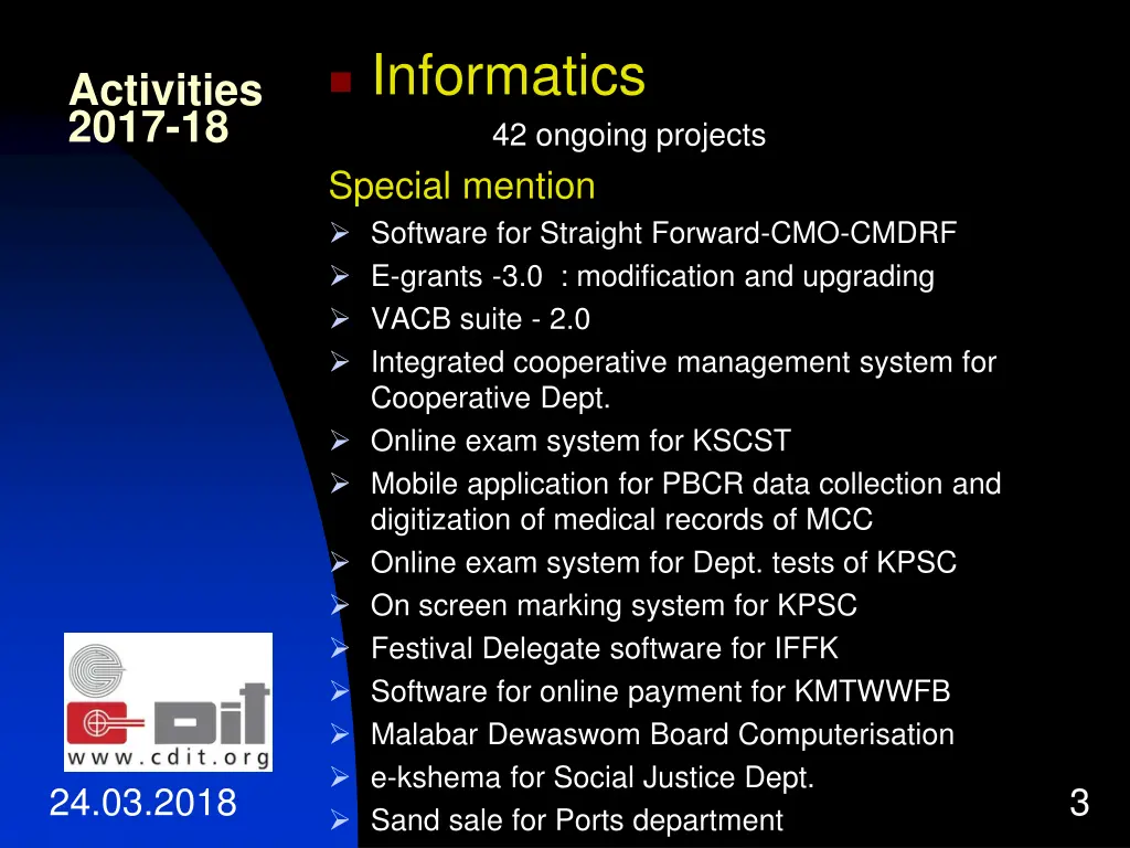 informatics 42 ongoing projects special mention