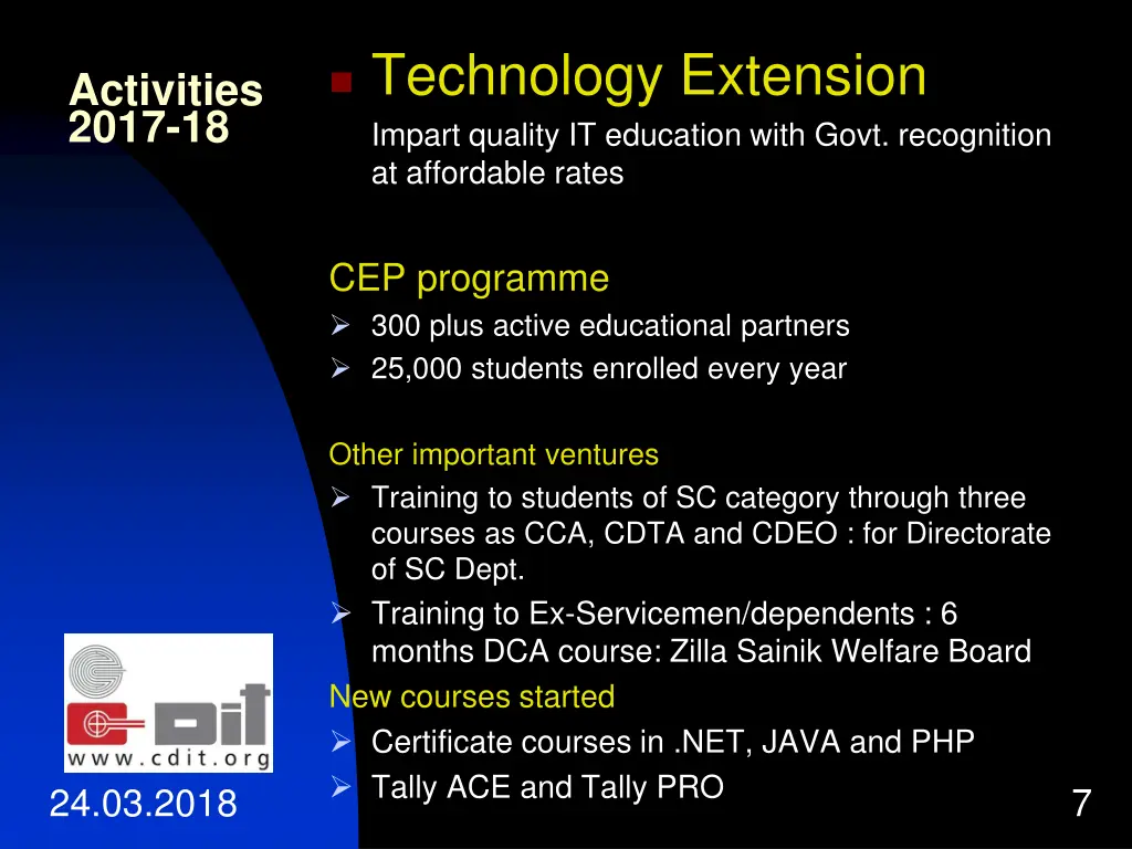 technology extension impart quality it education