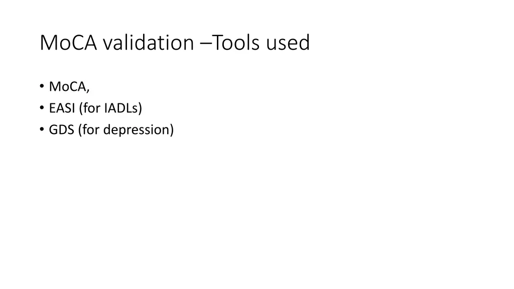 moca validation tools used