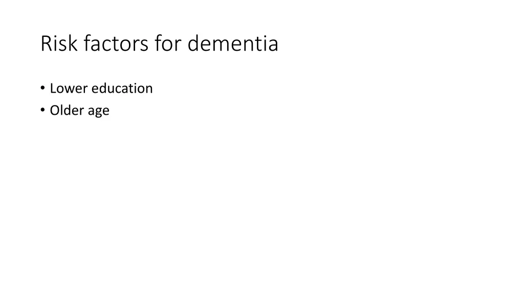 risk factors for dementia