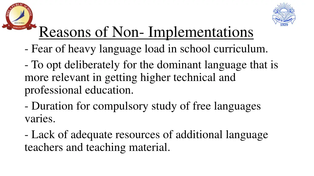 reasons of non implementations fear of heavy