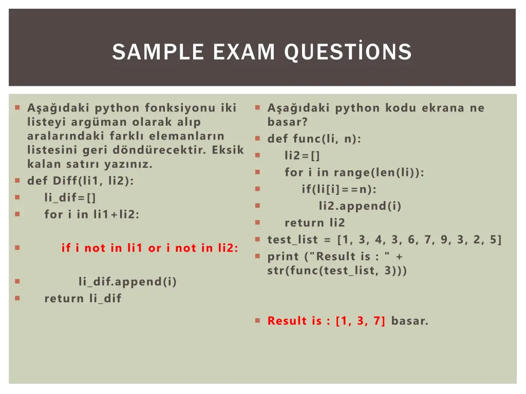 sample exam quest ons