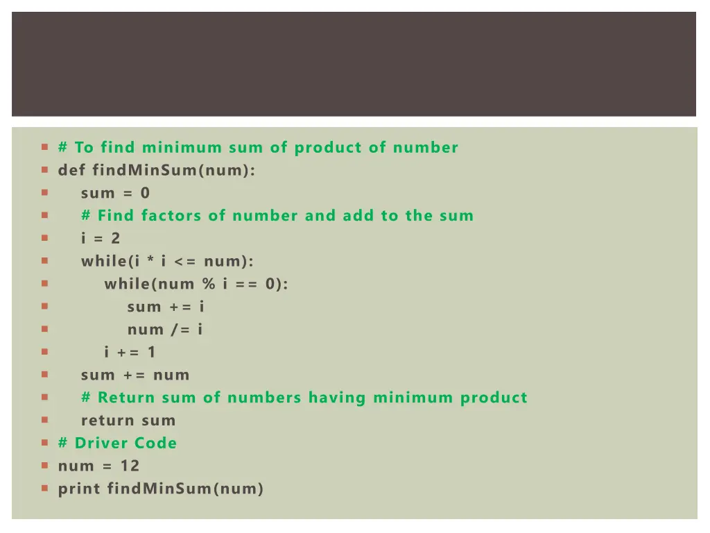 to find minimum sum of product of number