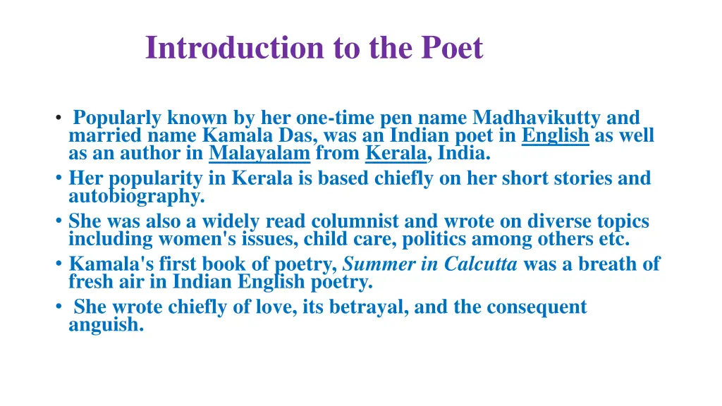 introduction to the poet