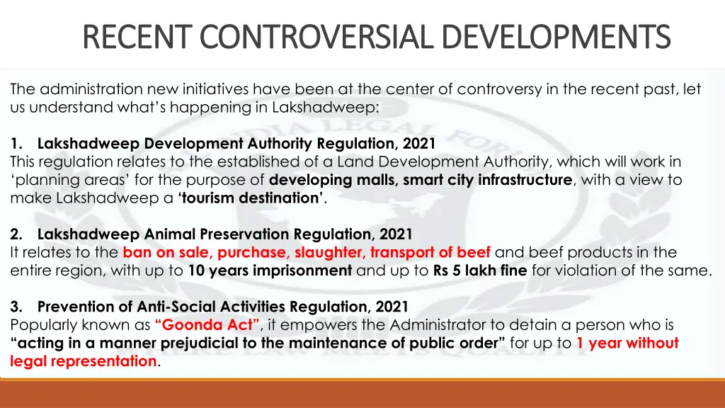 recent controversial developments recent