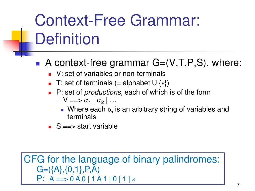 context free grammar definition