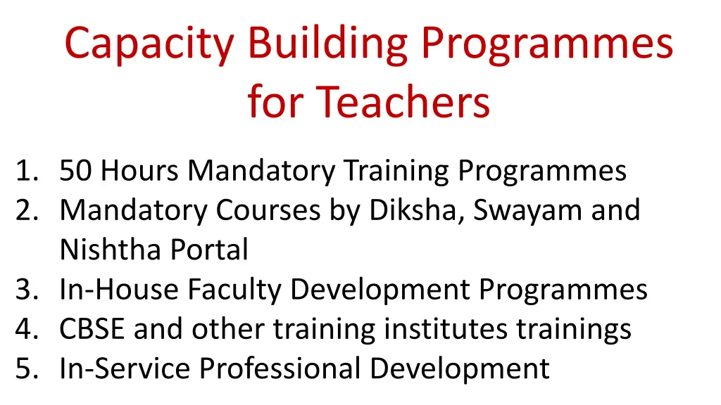 capacity building programmes for teachers