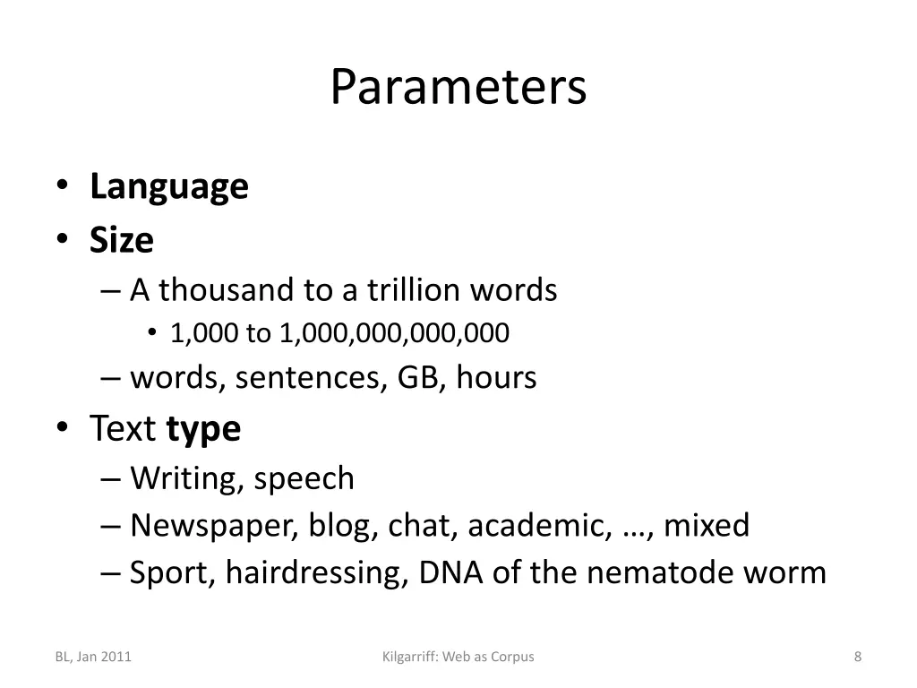 parameters