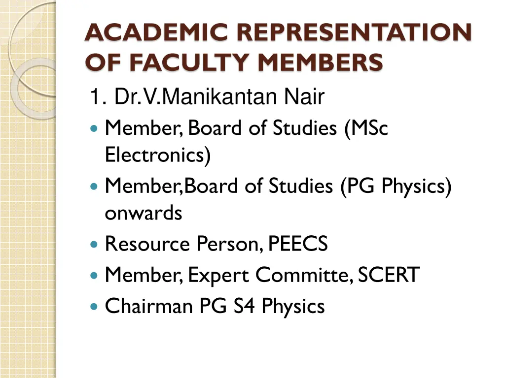 academic representation of faculty members