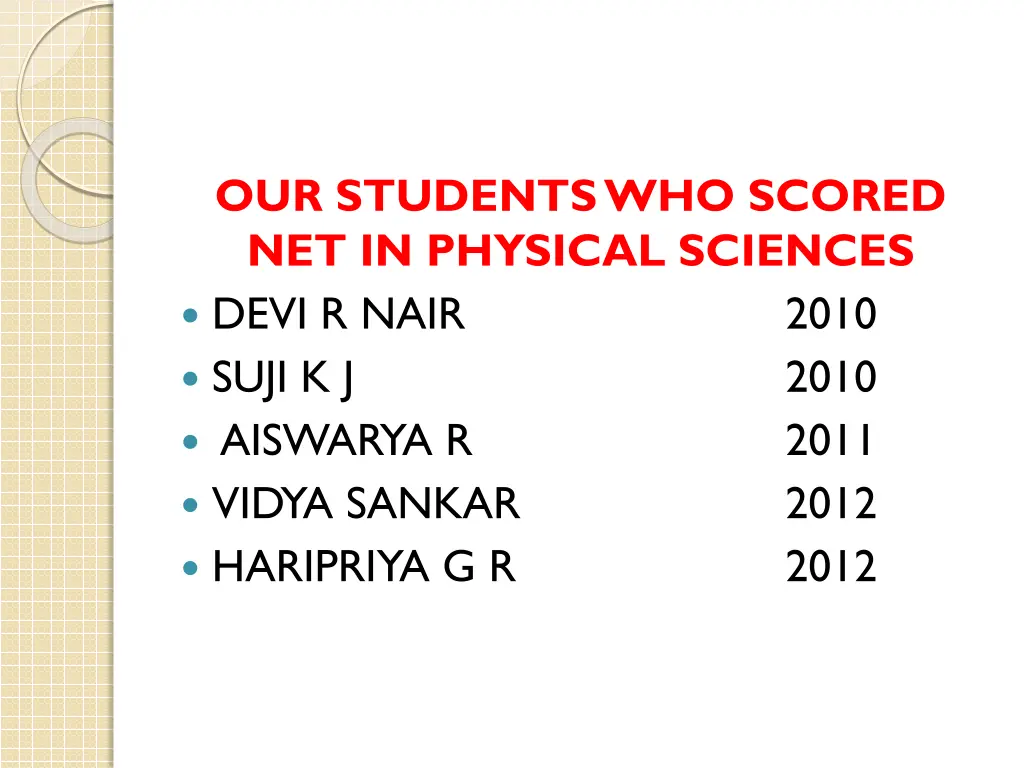 our students who scored net in physical sciences