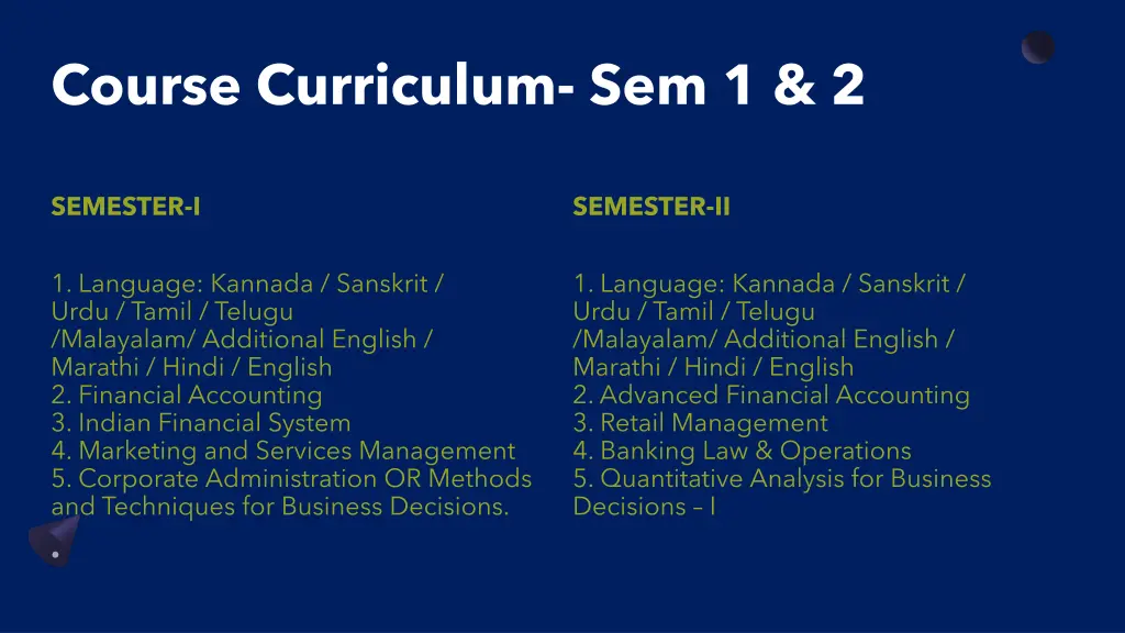 course curriculum sem 1 2