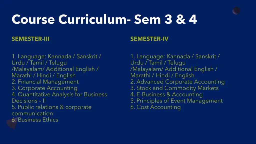 course curriculum sem 3 4