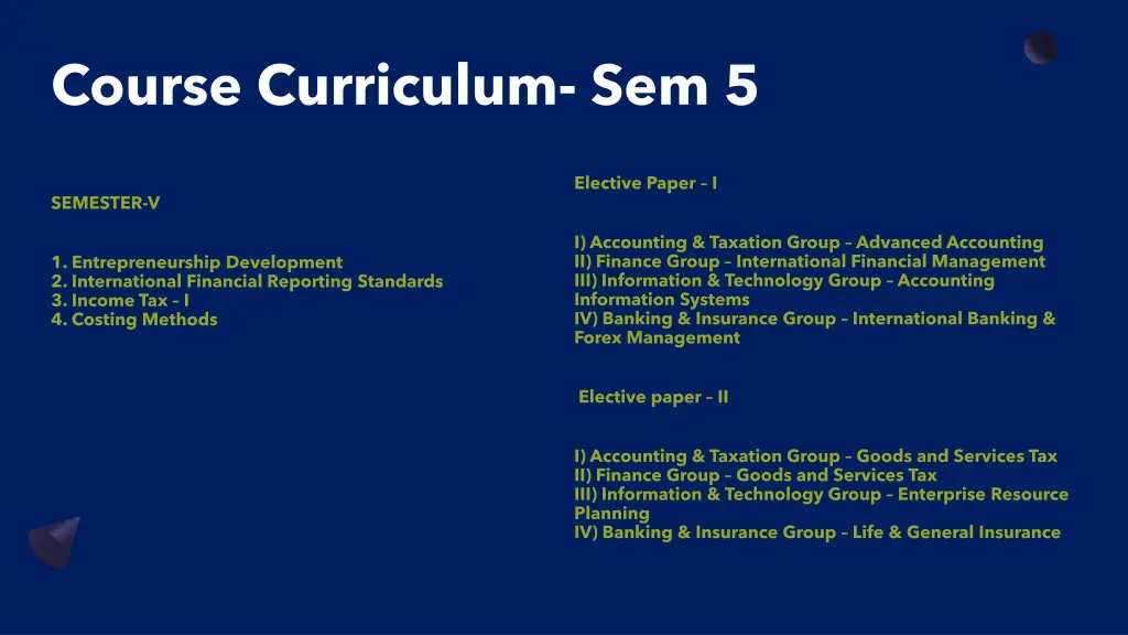 course curriculum sem 5