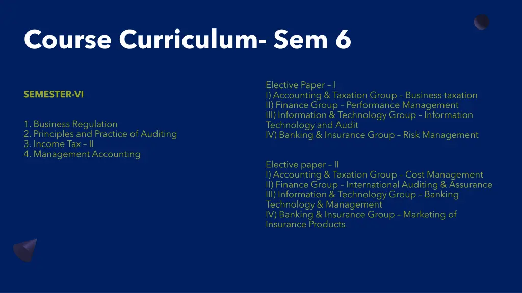 course curriculum sem 6