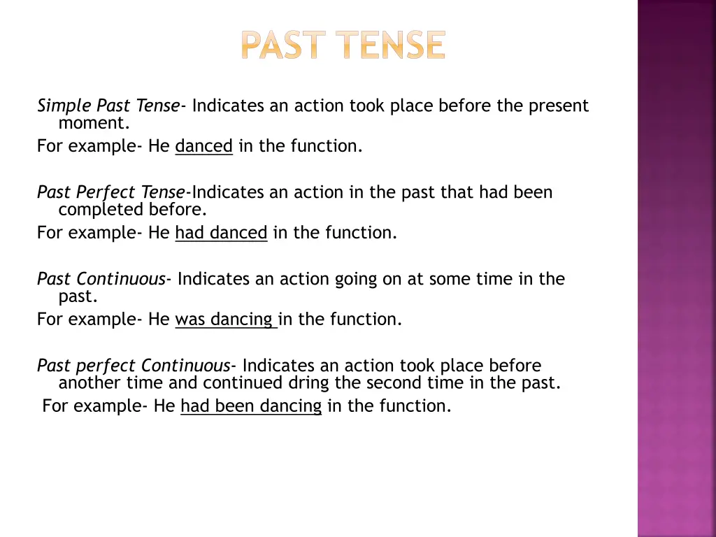 past tense