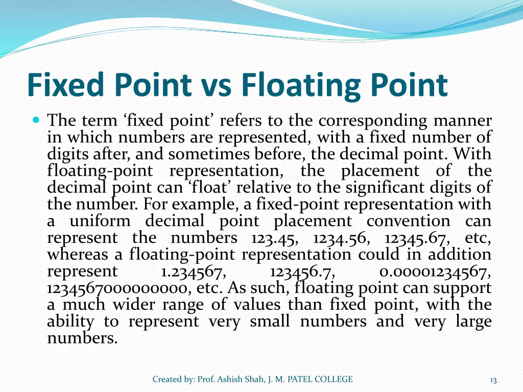 fixed point vs floating point the term fixed