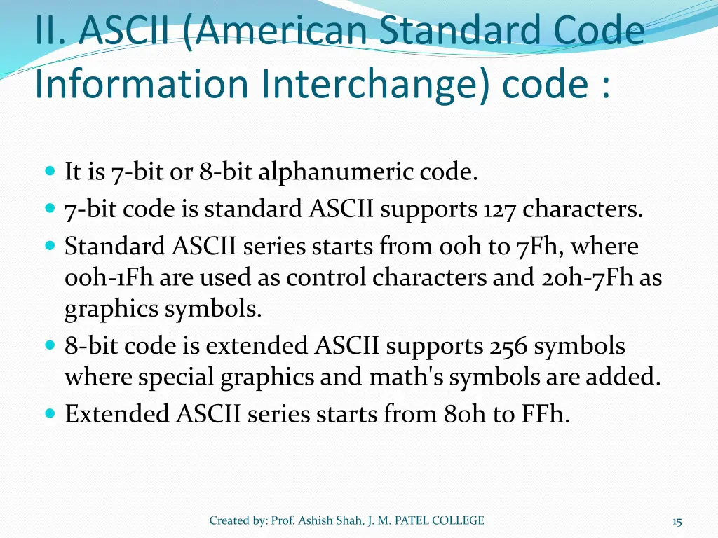 ii ascii american standard code information