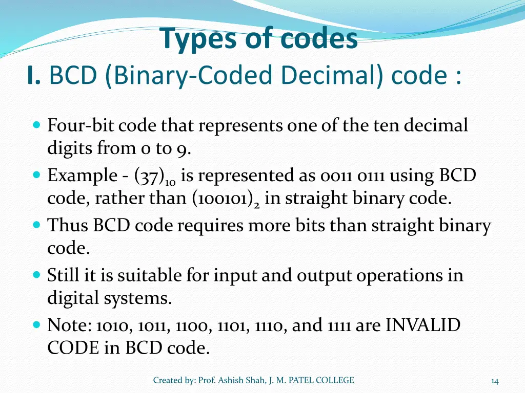 types of codes