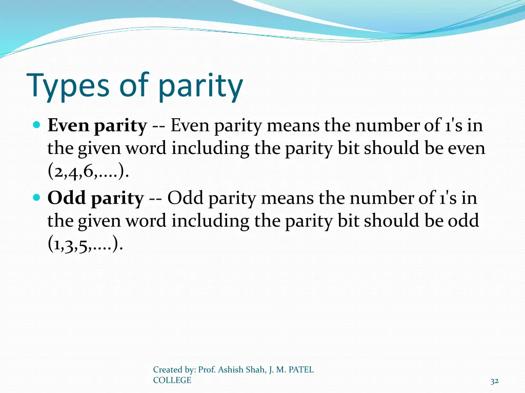 types of parity