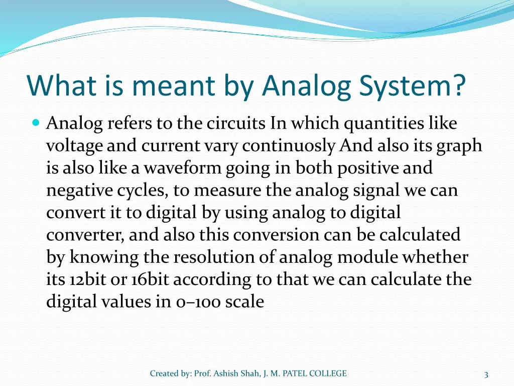 what is meant by analog system 1